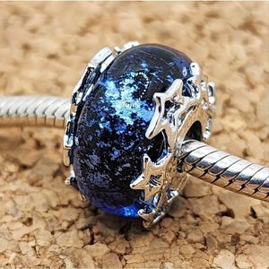 3/$30 🖤 WISH UPON A STAR BLUE AND SILVER CHARM BEAD FOR PANDORA BRACELETS